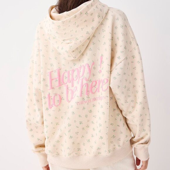 Things Between Happy! To Be Here Bouquet Hoodie Off-White - Picture 1 of 3